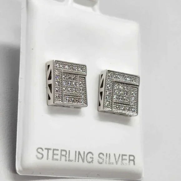 Brand NewSterling Silver 925 SquareDesign Earrings